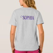 ピンク&ブルーマネのかわいい白いユニコーン Tシャツ (裏面)