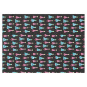 ピンク&ブルーメリークリスマスツリーズブラックテーブルクロス テーブルクロス (正面(横))