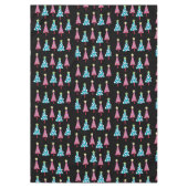 ピンク&ブルーメリークリスマスツリーズブラックテーブルクロス テーブルクロス (正面)