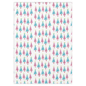 ピンク&ブルーメリークリスマスツリーホワイトテーブルクロス テーブルクロス (正面)