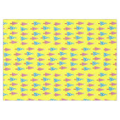 ピンク&ブルーメリークリスマスツリー黄色 テーブルクロス (正面(横))