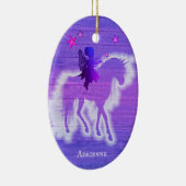 ピンク&ブルーユニコーンガーリーウッドカラフルデザイン セラミックオーナメント (右)