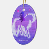 ピンク&ブルーユニコーンガーリーウッドカラフルデザイン セラミックオーナメント (左)