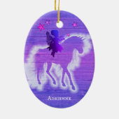 ピンク&ブルーユニコーンガーリーウッドカラフルデザイン セラミックオーナメント (裏面)