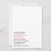 ピンク&ブルーレオパードファッションガール卒業パーティー 招待状 (裏面)