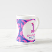 ピンク&ブルーレオパード卒業式 ボーンチャイナマグカップ (正面右)