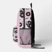 ピンク&ブルーレトロ50のテーマのレコード プリントバックパック (右)