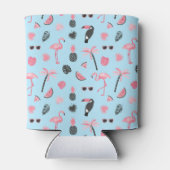 ピンク&ブルー夏のトロピカルパターン 缶クーラー (裏面)