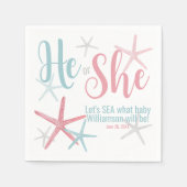 ピンク・ブルー彼女の夏のジェンダーを明かすパーティー スタンダードカクテルナプキン (正面)