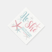 ピンク・ブルー彼女の夏のジェンダーを明かすパーティー スタンダードカクテルナプキン (角)