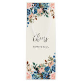 ピンク&ブルー水彩の花応援! ワインギフトバッグ (正面)