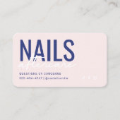 ピンク&ブルー爪、 ネイルアフターケアカード 名刺 (正面)