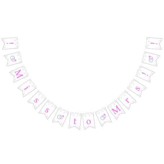 ピンク、ブルー結婚のリングや輪がミセス恋しく思・ブライダルシャワーへ バンティングフラッグ (全)