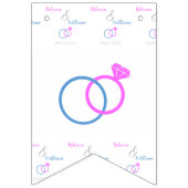 ピンク、ブルー結婚のリングや輪がミセス恋しく思・ブライダルシャワーへ バンティングフラッグ (第2の旗)