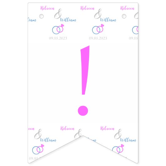 ピンク、ブルー結婚のリングや輪がミセス恋しく思・ブライダルシャワーへ バンティングフラッグ (第1の旗)