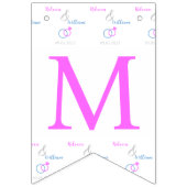 ピンク、ブルー結婚のリングや輪がミセス恋しく思・ブライダルシャワーへ バンティングフラッグ (第3の旗)