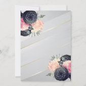 ピンク&ブルー金ゴールドストライプのフローラキンセアニェラ 招待状 (裏面)