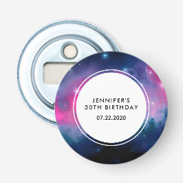 ピンク&ブルー銀河系星雲&スターズ抽象芸術誕生田 栓抜き