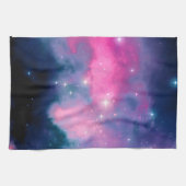ピンク&ブルー銀河系星雲&スターズ抽象芸術 キッチンタオル (横)