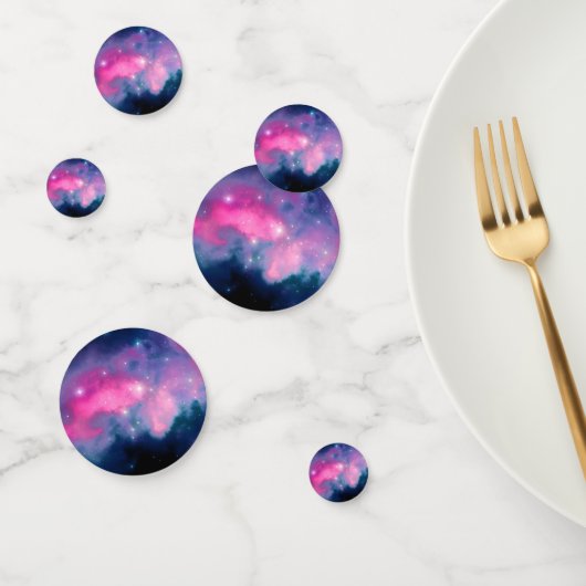 ピンク&ブルー銀河系星雲&スターズ抽象芸術 コンフェッティ (グループ)