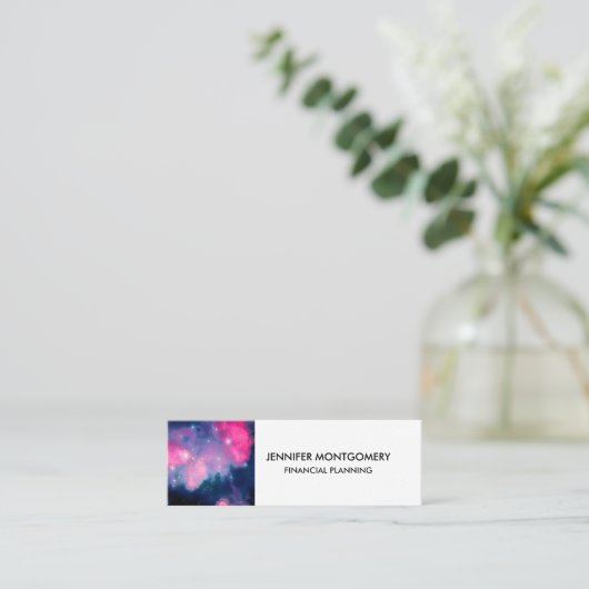 ピンク&ブルー銀河系星雲&スターズ抽象芸術 スキニー名刺 (スタンド正面)