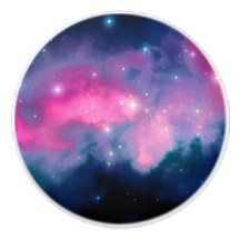 ピンク&ブルー銀河系星雲&スターズ抽象芸術