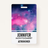 ピンク&ブルー銀河系星雲&スターズ抽象芸術 バッジ (裏面)