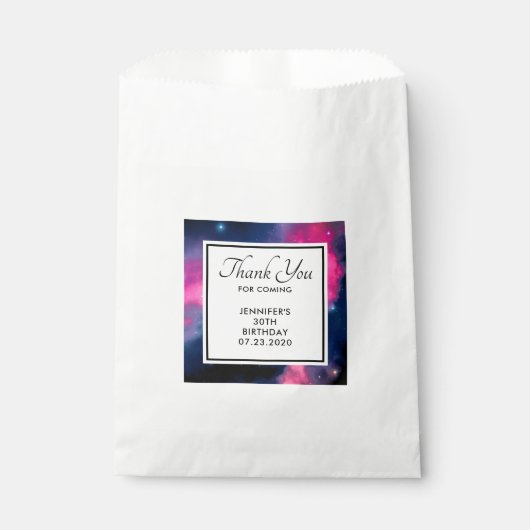 ピンク&ブルー銀河系星雲&スターズ抽象芸術 フェイバーバッグ (正面)