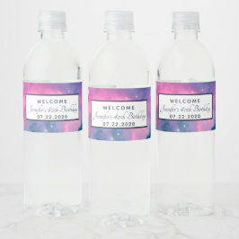 ピンク&ブルー銀河系星雲&スターズ抽象芸術 ペットボトルラベル