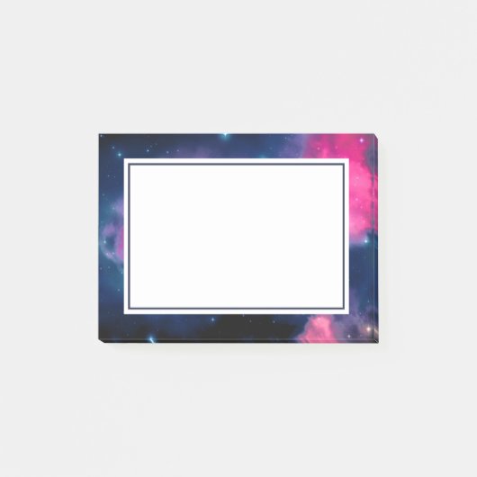ピンク&ブルー銀河系星雲&スターズ抽象芸術 ポストイット (正面)