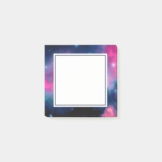 ピンク&ブルー銀河系星雲&スターズ抽象芸術 ポストイット (正面)