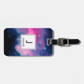 ピンク&ブルー銀河系星雲&スターズ抽象芸術 ラゲッジタグ (正面横)