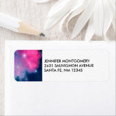 ピンク&ブルー銀河系星雲&スターズ抽象芸術 ラベル (インサイチュ)