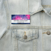 ピンク&ブルー銀河系星雲&スターズ抽象芸術 名札 (インサイチュ)