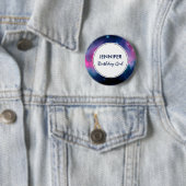 ピンク&ブルー銀河系星雲&スターズ抽象芸術 缶バッジ (インサイチュ)