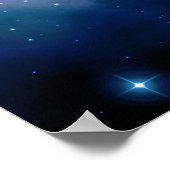 ピンク&ブルー銀河系&スターズ抽象芸術モノグラム ポスター (角)