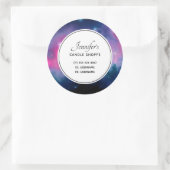 ピンク&ブルー銀河系&スターズ抽象芸術事業 ラウンドシール (バッグ)