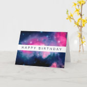 ピンク&ブルー銀河系&スターズ抽象芸術 カード (黄色い花)