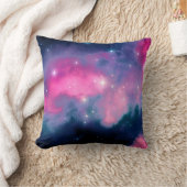 ピンク&ブルー銀河系&スターズ抽象芸術 クッション (ブランケット)