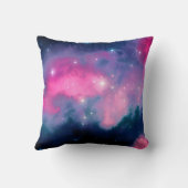 ピンク&ブルー銀河系&スターズ抽象芸術 クッション (裏面)