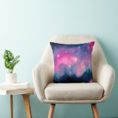 ピンク&ブルー銀河系&スターズ抽象芸術 クッション (椅子)