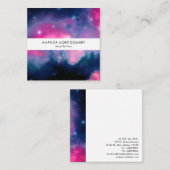ピンク&ブルー銀河系&スターズ抽象芸術 スクエア名刺 (正面/裏面)