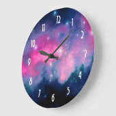 ピンク&ブルー銀河系&スターズ抽象芸術 ラージ壁時計 (傾斜)
