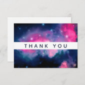 ピンク&ブルー銀河系&スター抽象芸術ありがとう サンキューカード (正面/裏面)