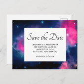 ピンク&ブルー銀河系&スター抽象芸術保存日 ポストカード (正面/裏面)