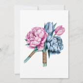 ピンク&ブルー開花ブーケブランチ&バブーブリー 招待状 (裏面)