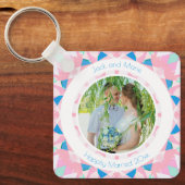 ピンク・ブルー5周年結婚記念ギフト キーホルダー (正面)