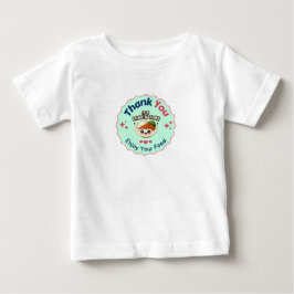 ピンク ブルー かわいい イラスト フード ビジネス サンクスユー ベビーTシャツ