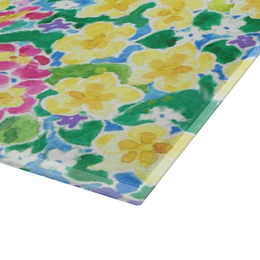 ピンク、ブルー、イエロープリムローズガラスのカッティングボード カッティングボード (角)