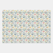 ピンク ブルー イエロー コテージコア ブライダルシャワー ラッピングペーパーシート (正面3)